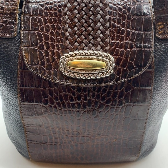 Brighton Brown Snakeskin Black Pebble Leather Shoulder Bag. BP1630A - Picture 2 of 11